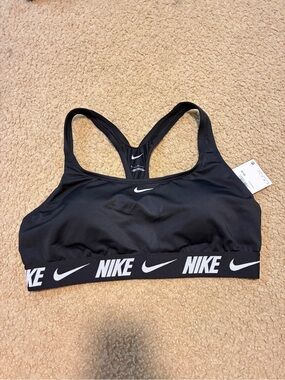 Nike Black Sports Bra with White Logo Band